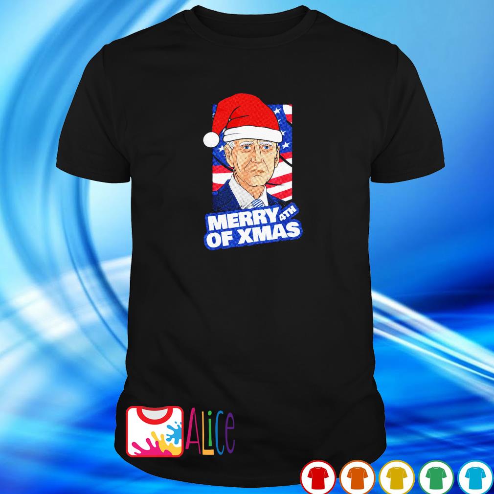 Nice merry 4th of Xmas Joe Biden with santa hat shirt
