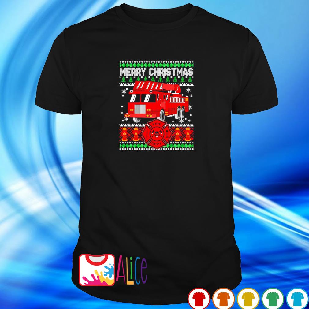 Best merry Christmas fire truck ugly Christmas shirt