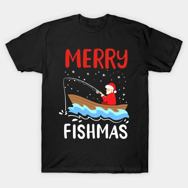 Fish Shirt, All I Want Fishing Christmas In July Cool Funny Graphic T-Shirt  - TeeNavi